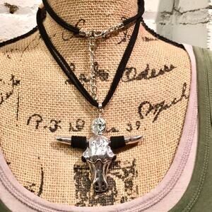 Boho Bull skull statement necklace nickel free